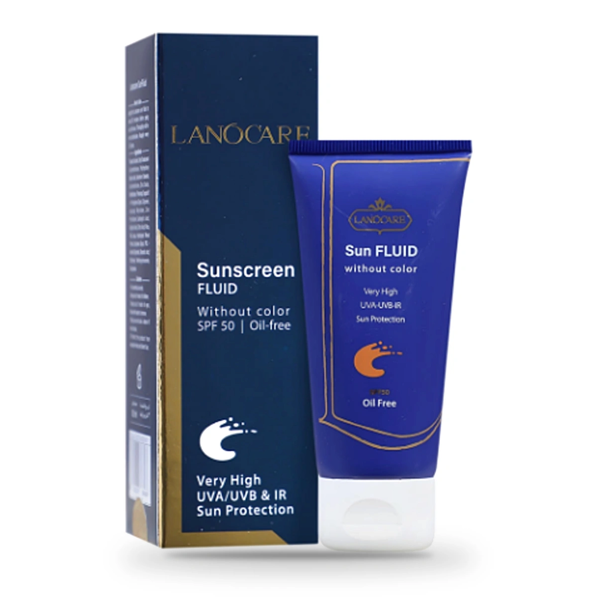فلوئید ضد آفتاب بی‌رنگ لانوکر SPF50 حجم ۵۰ میلی‌لیتر